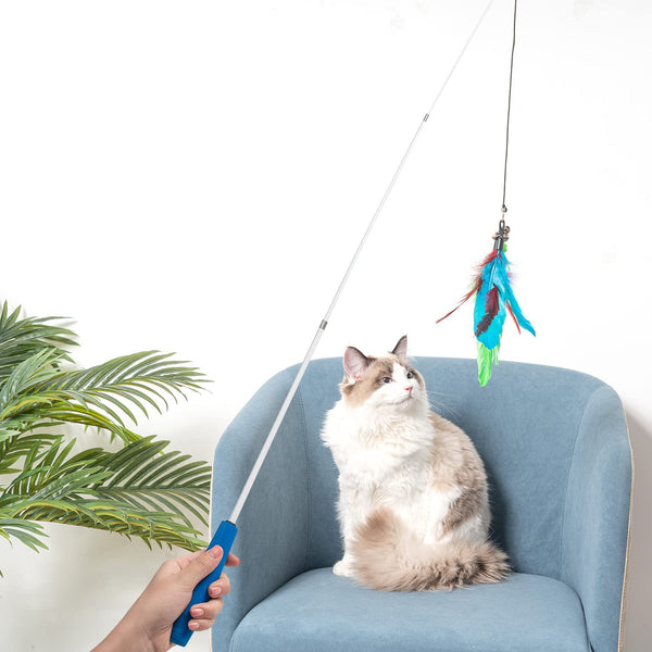 Retractable Feather Cat Wand Toy