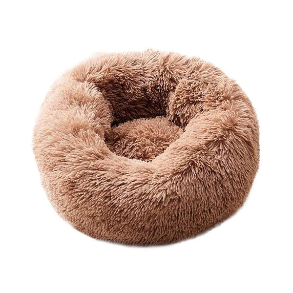 Faux-Shag Donut Cuddler Cat Bed