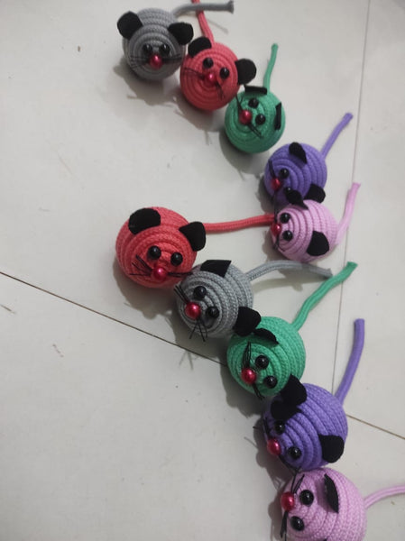 Rattle Mouse Faced Rope Ball Toy with Tail