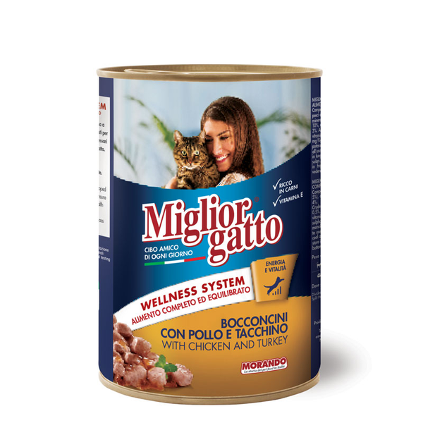 Migliorgatto Cat Chunks With Chicken And Turkey 405g