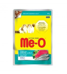 Me-O Tuna with Sardine in Jelly Kitten Wet Food Pouch 80g