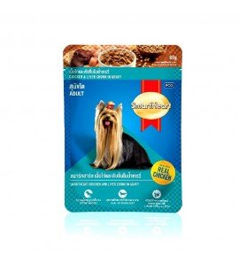 SmartHeart Adult Dog Chicken and Liver Chunk in Gravy Pouch 80g
