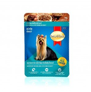 SmartHeart Adult Dog Chicken and Liver Chunk in Gravy Pouch 80g SmartHeart Adult Dog Chicken and Liver Chunk in Gravy Pouch 80g