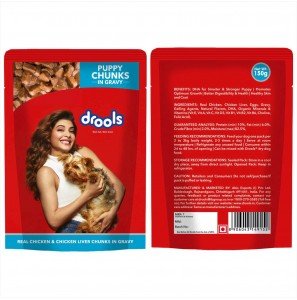 Drools Real Chicken & Chicken Liver Chunks in Gravy Puppy Pouch 150g
