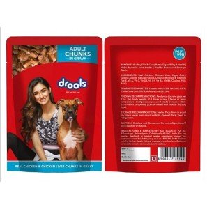 Drools Real Chicken & Chicken Liver Chunks in Gravy Adult Pouch 150g