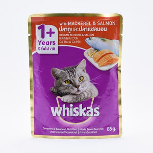 Whiskas Adult Cat Mackerel & Salmon Wet Food Pouch 80g