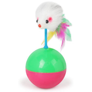 Mouse Rattle Tumbler Cat Toy with Feathers