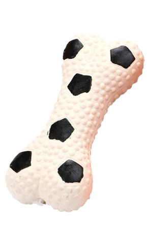 Latex Squeaky Bone Toy with Football Print