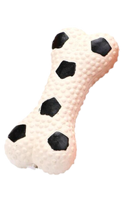Latex Squeaky Bone Toy with Football Print