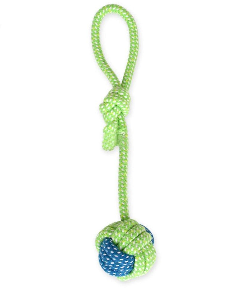 Braided Rope Ball & String with Handle Toy