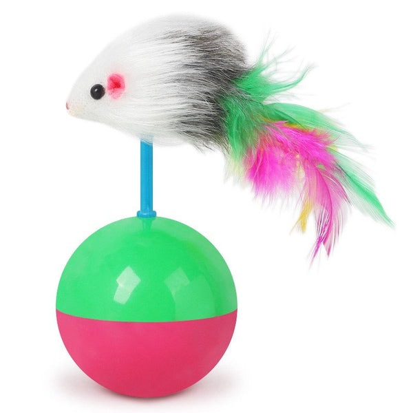 Mouse Rattle Tumbler Cat Toy with Feathers