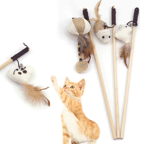 Retractable Wooden Cat Wand Toy
