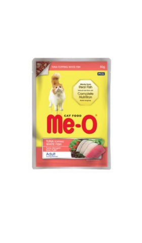 Me-O Adult Cat Tuna with White Fish Food Pouch 80g