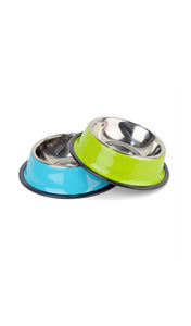 Colored Stainless Steel Pet Bowl with Rubber Rim