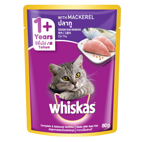Whiskas Adult Cat Mackerel Wet Food Pouch 80g