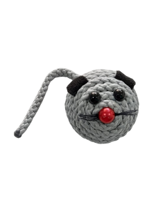 Rattle Mouse Faced Rope Ball Toy with Tail
