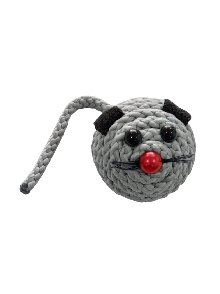 Rattle Mouse Faced Rope Ball Toy with Tail