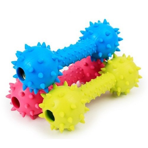 Spikey Dumbbell Chew Toy with Bell