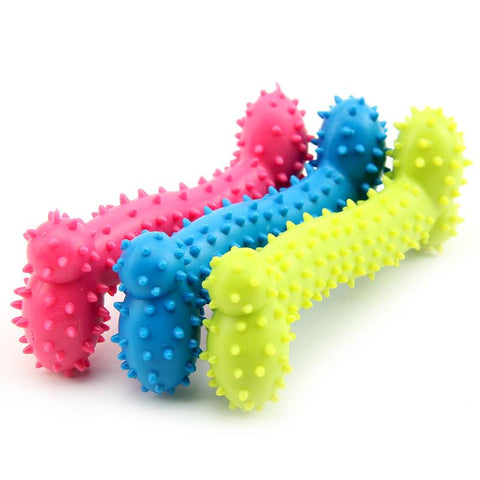 Ribbed Rubber Bone Toy